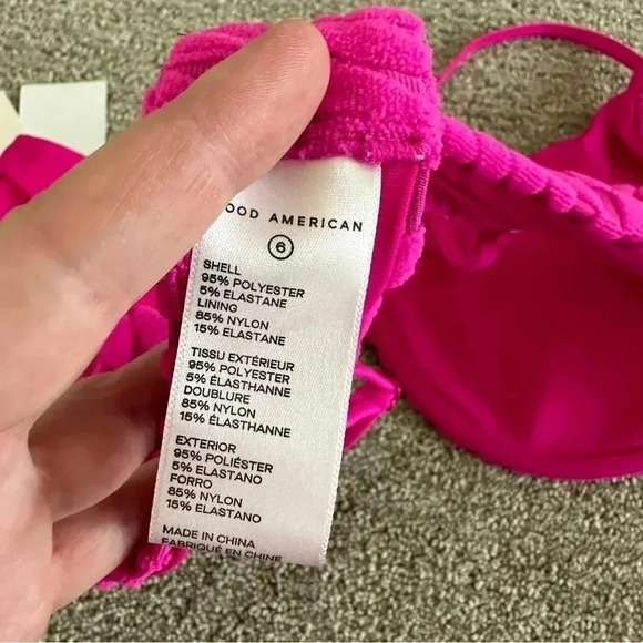 Good American Jacquard Demi Cup Bikini Top in Hawaiian Pink Size X- 6 - Picture 9 of 9